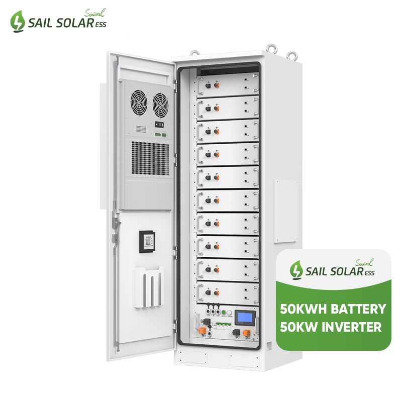 All In One 50KWH Industrial and Commercial Battery Outdoor Cabinet with Three Phase Hybrid Solar Inverter