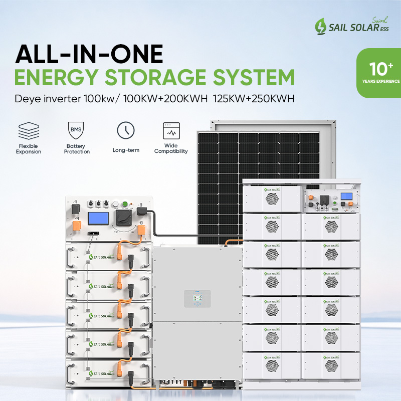 100KW 125KW Battery Storage Solar System with Deye Hybrid Inverter